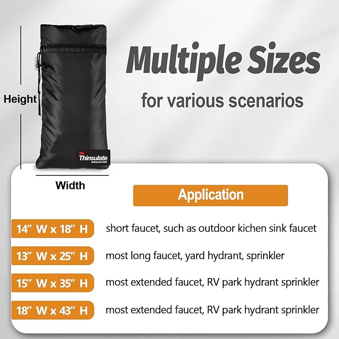 XXL Outdoor Faucet Covers for Winter, 3M Thinsulate Insulation Faucet Freeze Protector, 25”H x 13”W for Garden Lawn Faucets & Yard Hydrant, Waterproof Insulated Spigot Cover Faucet Sock – Blue