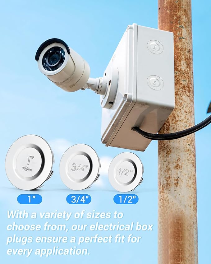 24 Pcs 3/4 inch Knockout Seal Electrical Box Knockout Plugs Removable Seals for Conduit Pipe Assorted Sizes to Fit Unused Electrical Box Openings