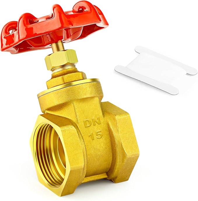GASHER 1PCS 1/2 Inch Brass industrial Gate Valve, Heavy-duty Rotary Sluice Valve with Female x Female Threads, with Wheel Handle, For Water, Oil, Gas