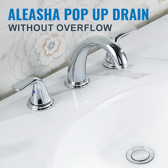 ALEASHA Pop Up Sink Drain Without Overflow, Bathroom Sink Drain Vessel Sink Stopper Pop Up Sink Drain Stopper, Pop Up Drain for Bathroom Sink Drain Strainer for Hair Catcher,Chrome