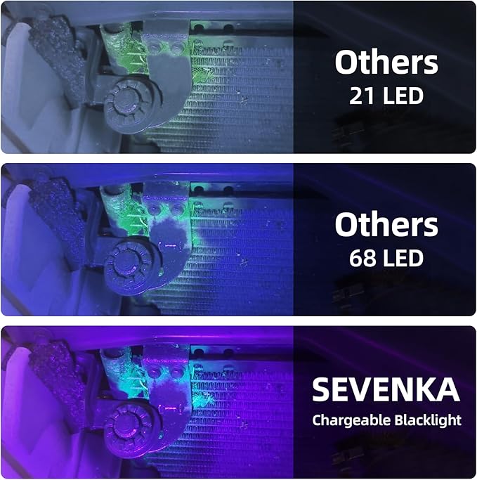 SEVENKA Air Conditioner Leak Detector, Professional Rechargeable AC Leak Detector Kit, AC UV Dye Leak Detection with UV Protective Glasses, Portable Bag