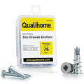 Qualihome Zinc Self Drilling Drywall Anchor Hollow Wall Anchor Kit With Screws - Metal Self Drilling Drywall Anchors With Wide Screw Fins - #8 Zinc Drywall Anchors Heavy Duty (10 Pack)