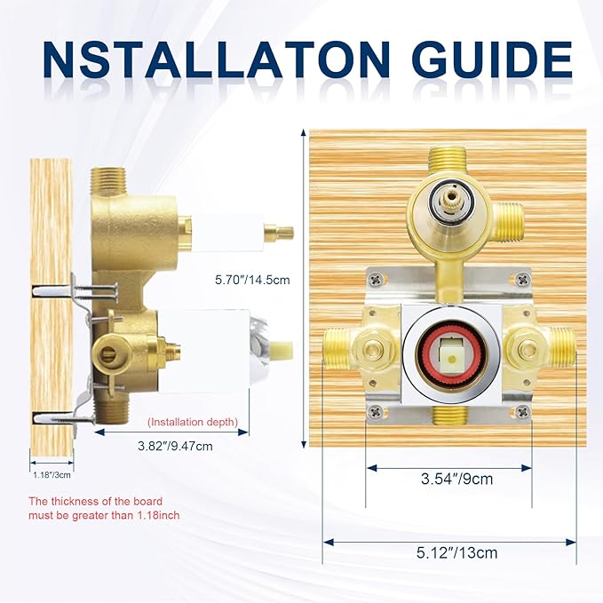 Drettyer Solid Brass Shower Valve Pressure Balancing Mixer Control 3 Outlet Function (Chrome)