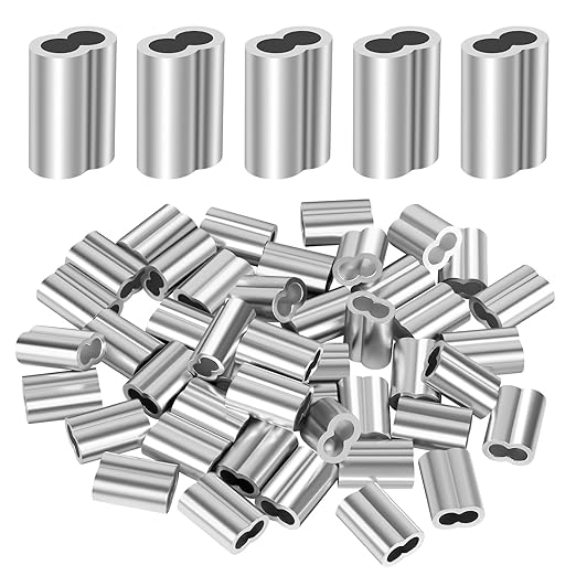 1/16"(1.5mm) Aluminum Crimping Loop Sleeve, Wire Rope Sleeve, Cable Crimps Sleeves, Cable Ferrules for Wire Rope and Cable Line End, 250 PCS