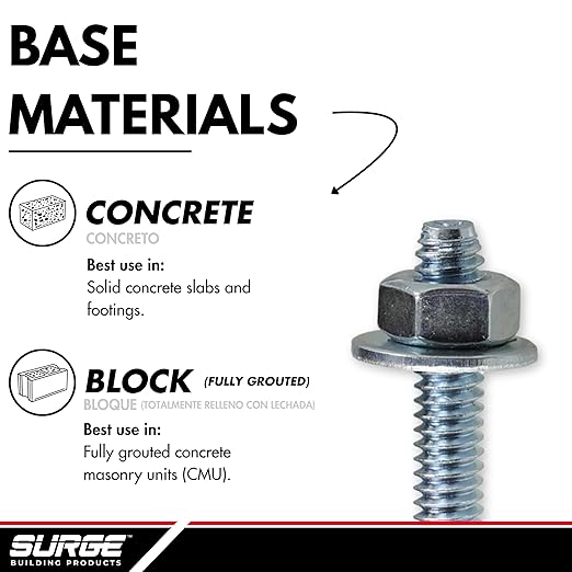 5/8 x 7 Zinc-Plated Wedge Anchors for Concrete and Cement | Heavy-Duty 5/8 Concrete Anchors (Box of 25)