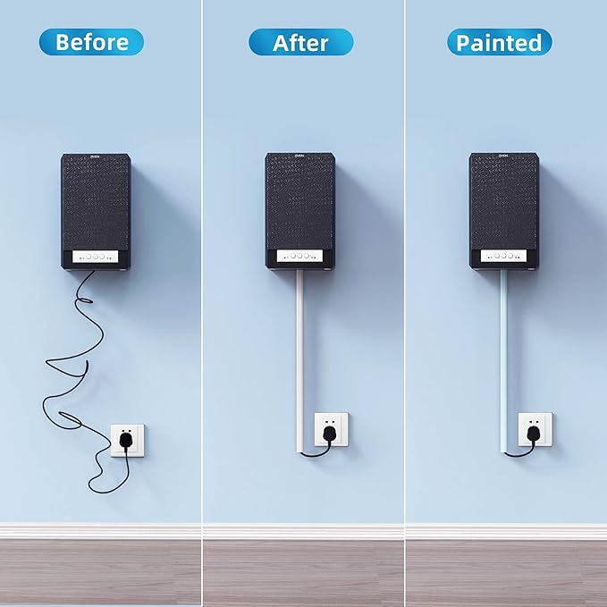 Yecaye 128in Mini Cord Hider for 1 Mini Wire, On-Wall Cord Cover Channel, Tape Wire Concealer, Cable Cover Cable Management for Home Office, W0.5in H0.31in, White