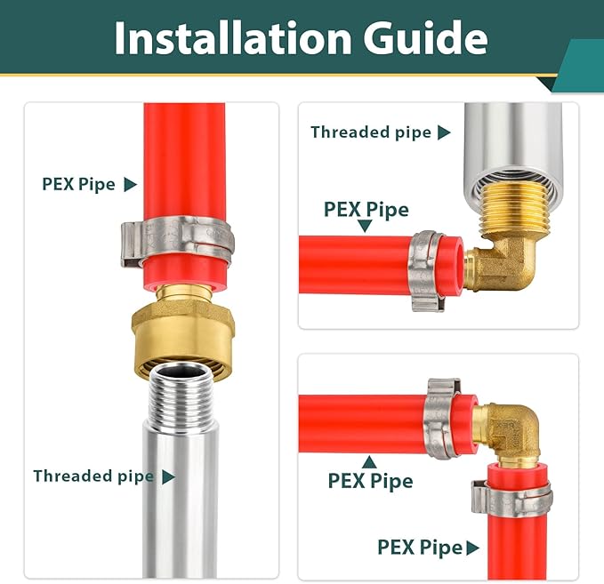 100-Pack PEX Fittings Niikappu 1"x3/4" Pex Straight Coupling, Brass Crimp Pipe Fittings for PEX Pipes, ASTM F1807
