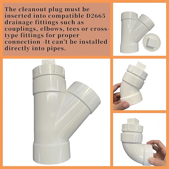 6 Inch PVC DWV Female Sewer Cleanout Cap Adapter with Plug Fitting,for ASTM D2665 PVC Drainage Piping System White (6 Inch)