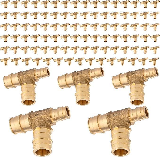 (100-Pack) Seelink 3/4" x 1/2" x 3/4" PEX-A Tee Expansion Fittings, for PEX Tubing Pipe Hose Fittings, ASTM F1960(PEX1960046-100Pack)