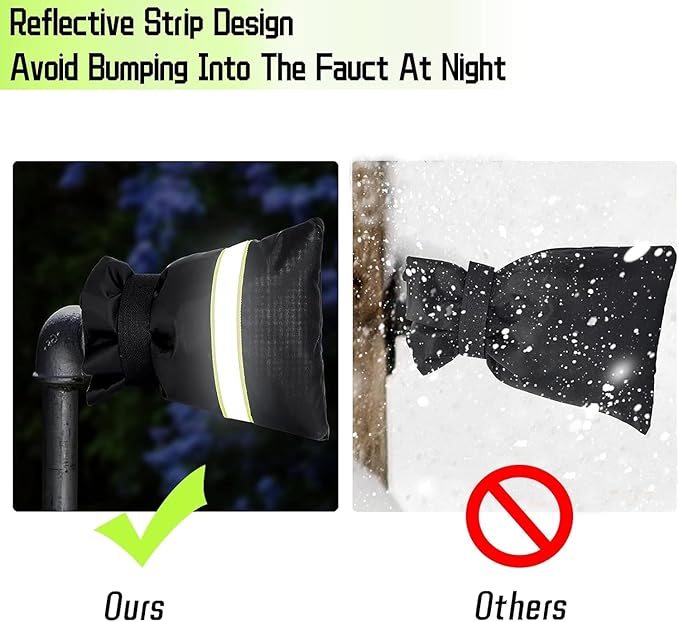 2 Pack Outdoor Faucet Covers for Winter, 18" W x 43" H Outside Yard Hydrant Protector Socks Winter, Insulated Hose Bib Protector Cover, Spigot Pipe Cover Freeze Protection Black