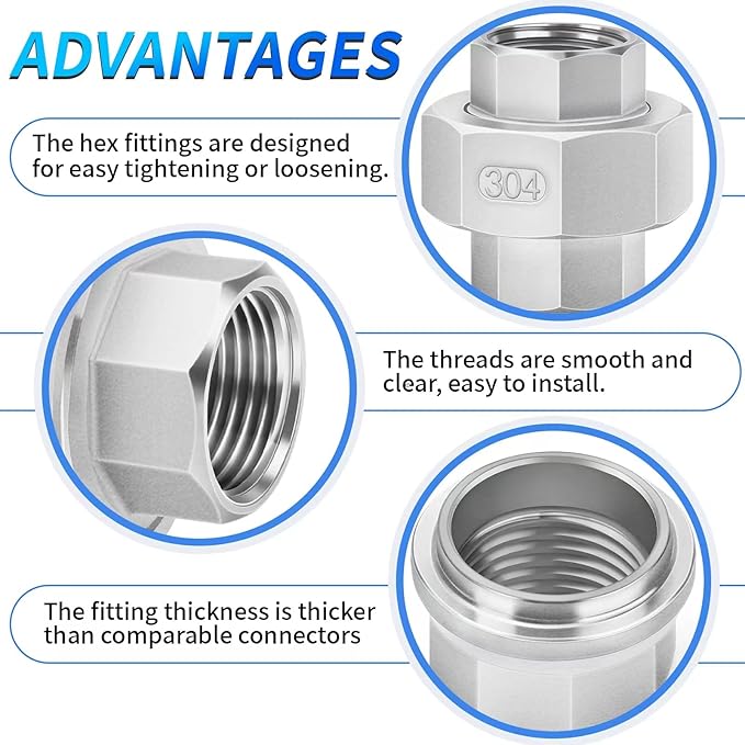 ChillWaves 304 Stainless steel Cast Pipe Fitting, Union，1-1/4" NPT Female，Thread Adapter(1-PACK)