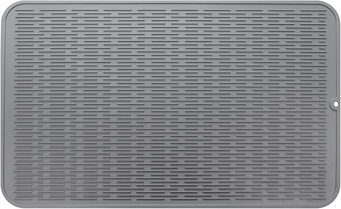 Silicone Dish Drying Mat for Multiple Usage,Easy clean,Eco-friendly,Heat-resistant Silicone Mat for Kitchen Counter or Sink,Refrigerator or Drawer Liner Grey 3XL 28 inches x 18 inches