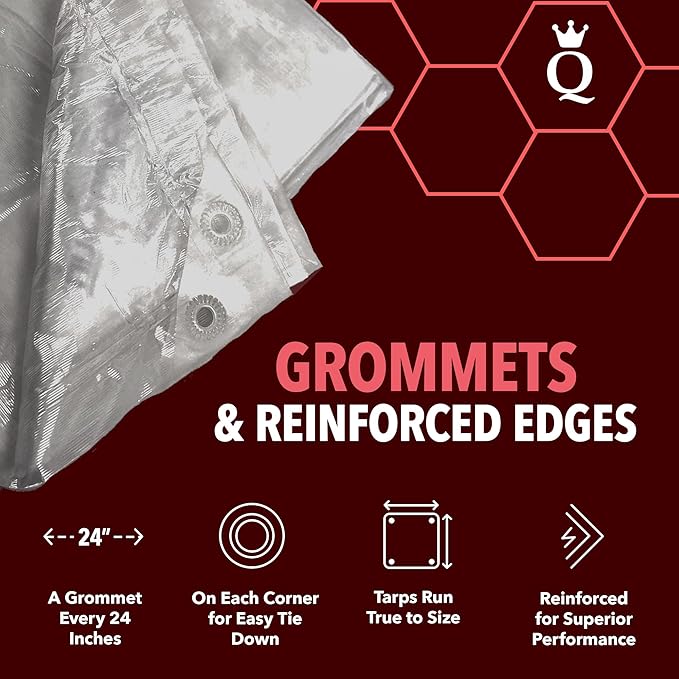 QUEEN OF TARPS | 6x8 Light Duty Tarp Waterproof, 70 GSM is 7 MIL, UV/Tear Resistant Tarp, Camping, Outdoor Furniture, Car, Tents, Painting, Firewood Protection | 6x8, Light Duty