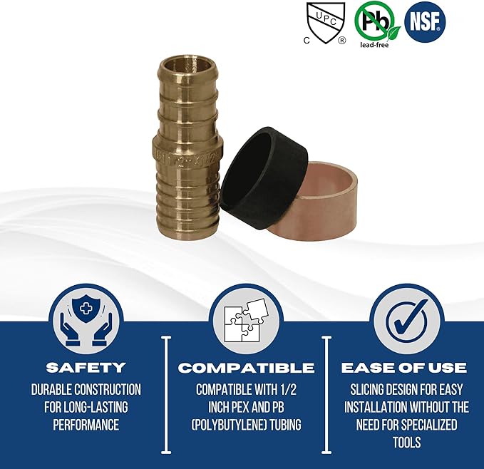 XFITTING 1/2 Inch Pex x 1/2 Inch PB (polybutylene) Slicing coupling with ring, Repair Kit, 30-2-3=5XX, 5 Pieces