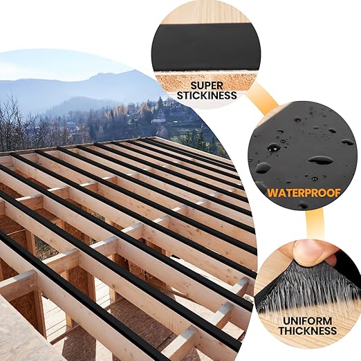 ADHES Deck Joist Tape, 2" x 50' + 4" x 50', Weather Resistance & Waterproof Butyl Joist Tape for Decking, Deck Flashing Tape, Ideal for Wood Decks Beams Roof, Outdoor Construction Use