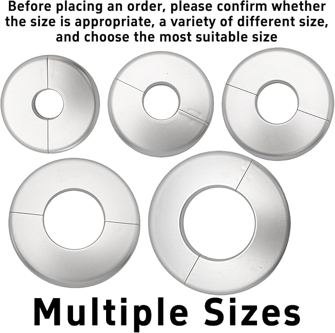 2PCS bociloy 64mm/2.5" ID Wall Split Flange, Silver ABS Round Self-Adhesive Escutcheon Plate, Wall Hole Decoration Cover, Water Pipe Plate Cover