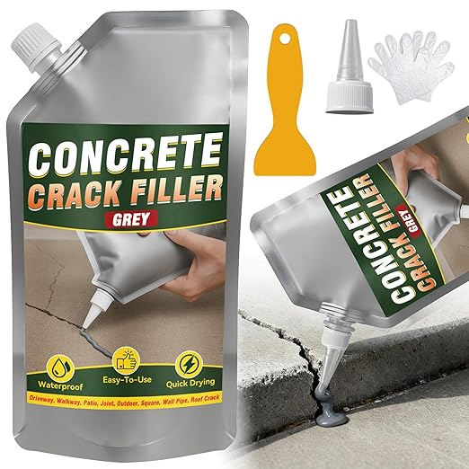Concrete Crack Filler, 500g Cement Crack Filler, High Elasticity Self Leveling Crack Sealant, Waterproof Concrete Caulk for Driveway, Walkway, Patio, Joint, Indoor and Outdoor Repair