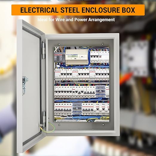 Outdoor Electrical Box, 24"x16"x12" NEMA 4X Steel Enclosure, IP67 Waterproof & Dustproof, Lockable Electrical Junction Box with Mounting Plate and 2 Keys, Indoor and Outdoor Use