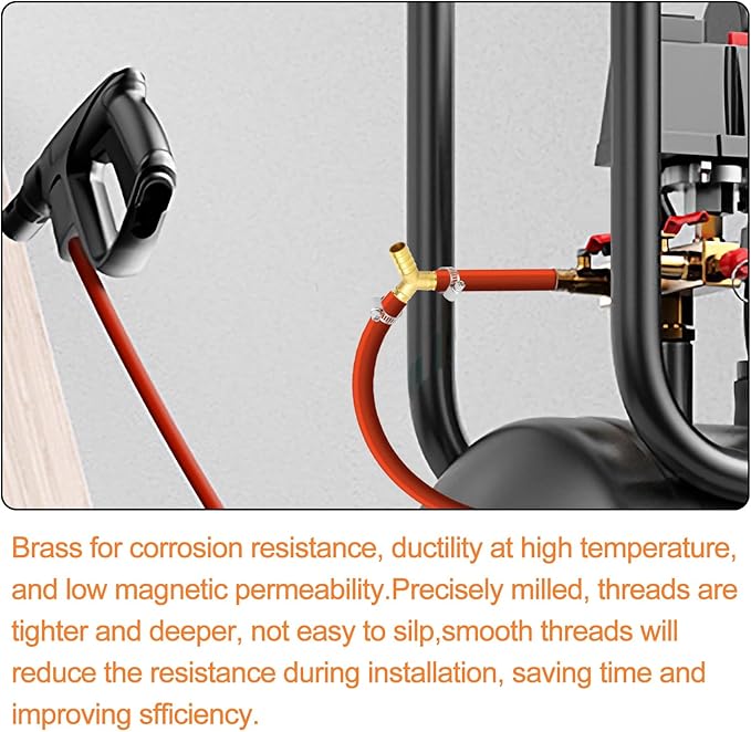 GASHER 2Pcs 1/4 Inch Brass Hose Barb, 3-Way Y-Shaped Hose Fitting Intersection/Lquid/Fuel/Air