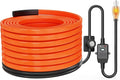 Heat Tape for Water Pipes with Thermostat & GFCI, Energy-Saving Pipe Heating Cable, Prevents Freezing, Works at -22℉, 18FT Orange, UL ETL Listed 120V
