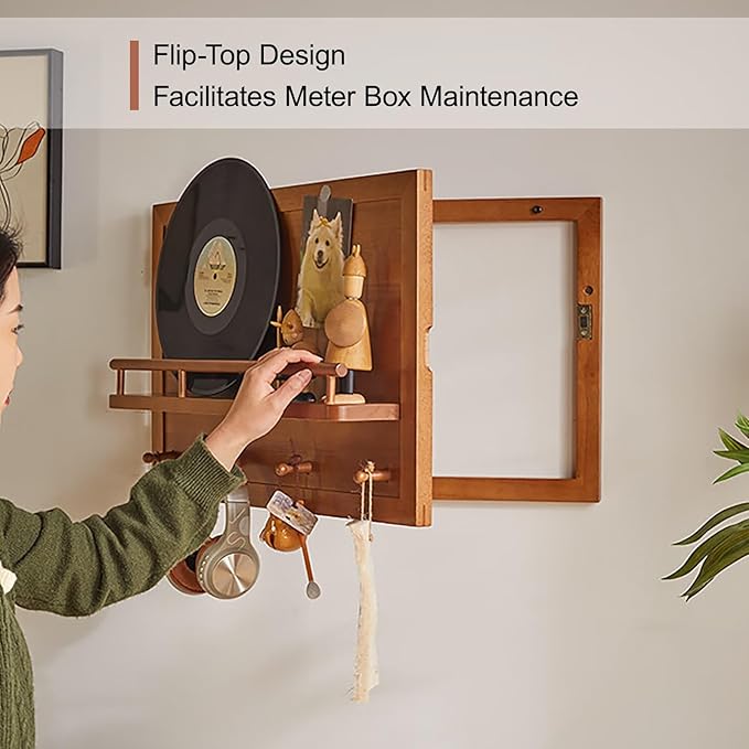 Elegant Electric Meter Box Cover Decorative Fuse Box Cover with Hook, Circuit Breaker Panel Protective Lid, for Farmhouse/Dorm(59 * 39cm/23 * 15in)