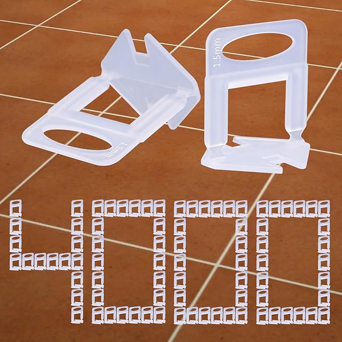 4000 PCS Tile Leveling System Clips 1/16''(1.5mm) 4000-Piece Tiles Leveler Spacers Tool for Professional Ceramic Tile and Stone Installation