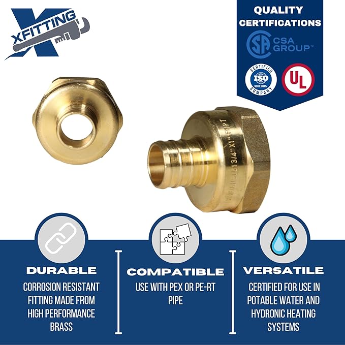 XFITTING 3/4 inch Pex x 1 inch Female NPT Adapter, 23-4-7=2X, 2 Pieces