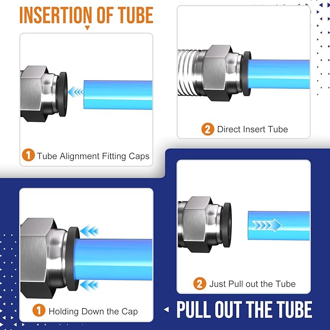 1/2" Tube OD to 1/2" NPT Thread Push to Connect Fittings,Pneumatic Quick Air Hose Fittings,Male Straight + Elbow,PC+PL(12pcs)