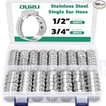 100PCS Pex Crimp Rings Assortment,304 Stainless Steel Pex Clamps 1/2",3/4" Single Ear Hose Clamps,Pex Cinch Clamps for Pex Fittings Pipe Tubing