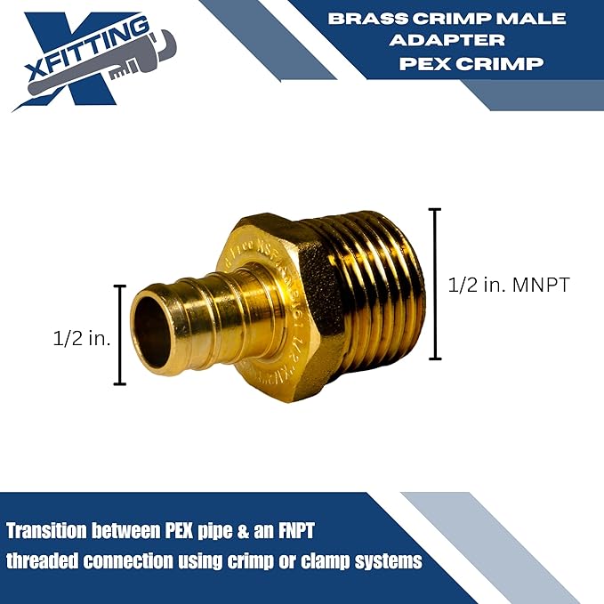 XFITTING 1/2 inch Pex x 1/2 inch Male NPT Adapter, 24-4-1=2X, 2 Pieces