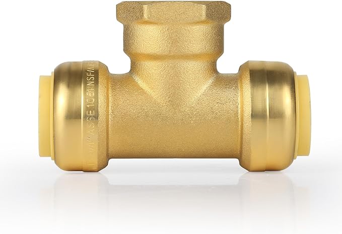 (100 Pack) EFIELD Female Tee 3/4"x3/4"x3/4" Push Fit Female Plumbing Tee,Brass Fitting No Lead For Copper Pex CPVC,(PF221-100PCS)