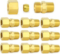 ChillWaves Brass Compression Tube Fitting, 1/4" OD x 1/8" NPT Male Compression Union Connector(10-PACK)