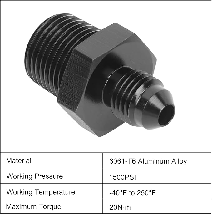 EVIL ENERGY 4AN Male Flare to 3/8" NPT Pipe Fitting Adapter Straight Aluminum Black