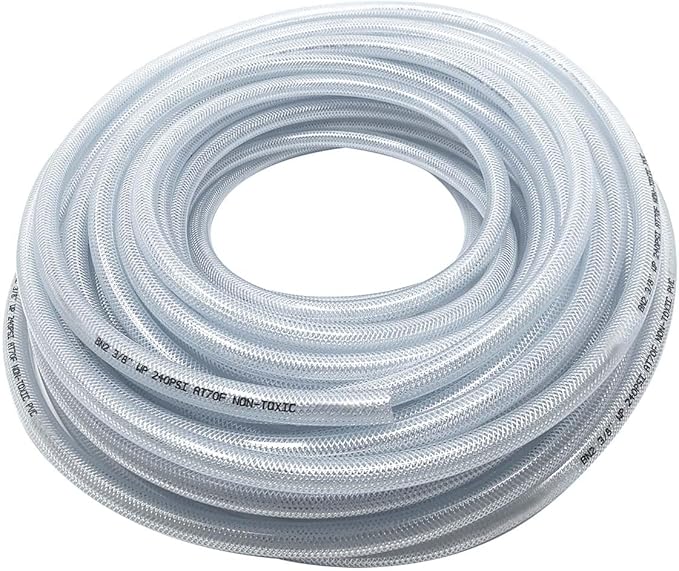 Gloxco Clear Braided PVC Tubing, Food Grade, Heavy Duty Reinforced Hose, 5/16" ID, 300 Ft Length