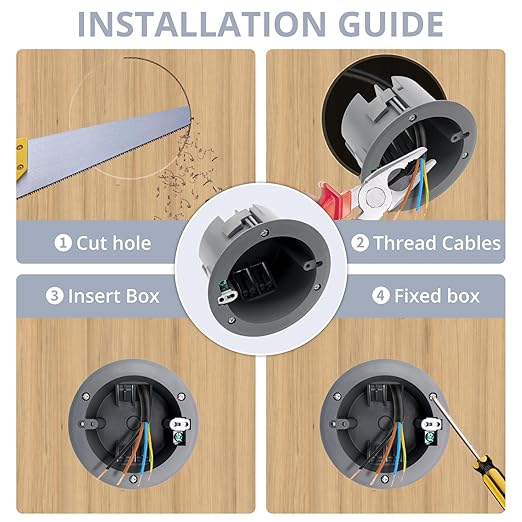 18 Cu.in.,4.25” Dia Round PVC Old Work Electrical Switch and Round Outlet Box,Ground Remodel Electrical Box with ETL Listed,for Home Improvement(3 Pack).