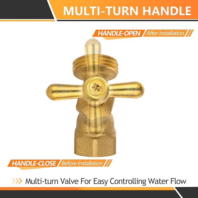 HeSun 2-Pack Brass No-Kink Hose Bibb Valve, 3/4" FIP Inlet x 3/4" MHT Outlet, Garden Hose Faucet/Valve(BIBCOCK010-2)