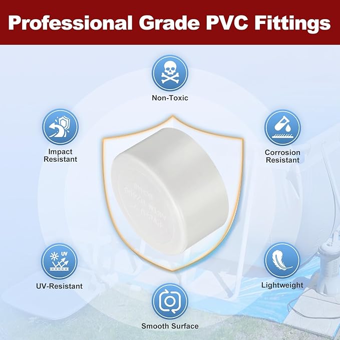 2 Pcs 3" PVC External End Cap Fitting, SCH40 Furniture Grade PVC Pipe Plug Adapter, Pipe Cover Fittings for DIY Project, Irrigation System, Plumbing Framework, Garden Structures