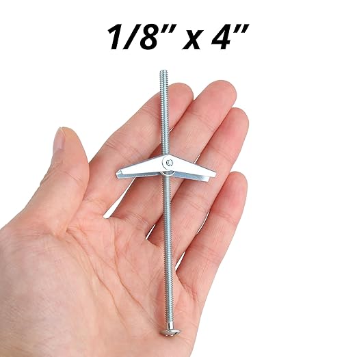 HASWARE Toggle Bolt Zinc Plated Steel and Wing Nut for Hanging Heavy Items on Drywall 1/8 x4 (25 Pack)