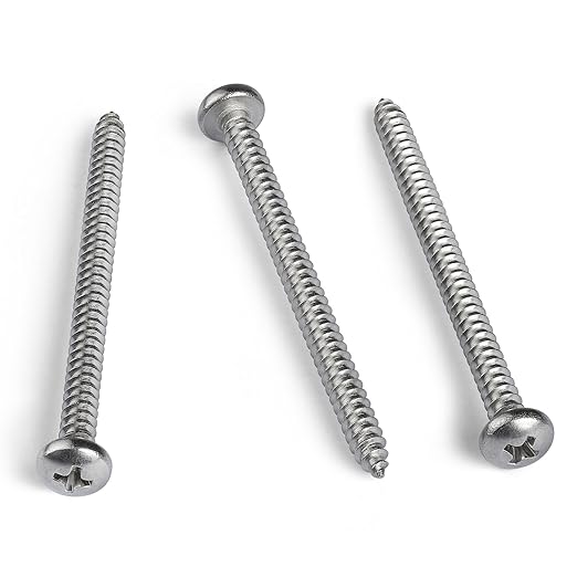 #10 x 2-1/2 Inch Pan Head Wood Screws, Phillips Drive, Stainless Steel 304 (18-8), Self Tapping for Wood, Sheet Metal Screws, 50 Pack