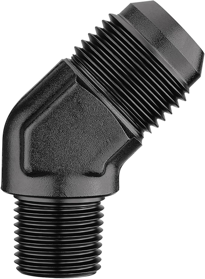 EVIL ENERGY 10AN Male Flare to 3/8" NPT Pipe 45 Degree Fitting Adapter Aluminum Black
