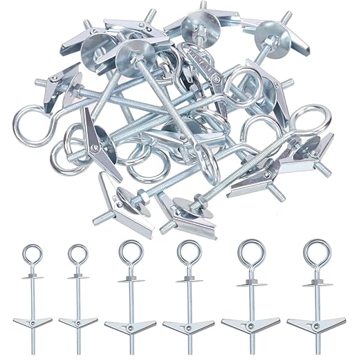 Hilitchi 15Pcs M4 O-Shaped Toggle Bolts and Wing Nut Kit Eye Bolt Toggle Anchors Set Butterfly Toggle Anchors Toggle Bolts Heavy Duty Butterfly Anchors for Hanging Lamps Heavy Items