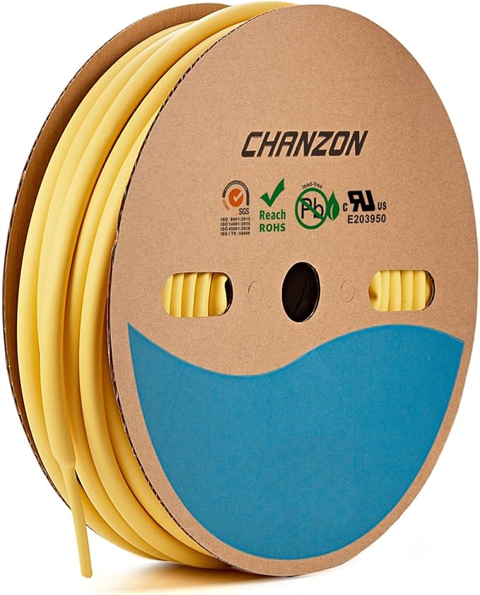 Chanzon 3:1 Ratio - 80ft Roll - Heat Shrink Tubing 5/16" (7.9mm) - Marine Grade Waterproof Adhesive Lined - (25M Total Length) Yellow Polyolefin Sleeving Wrap Shrinking 3 to 1 Ratio 1pcs