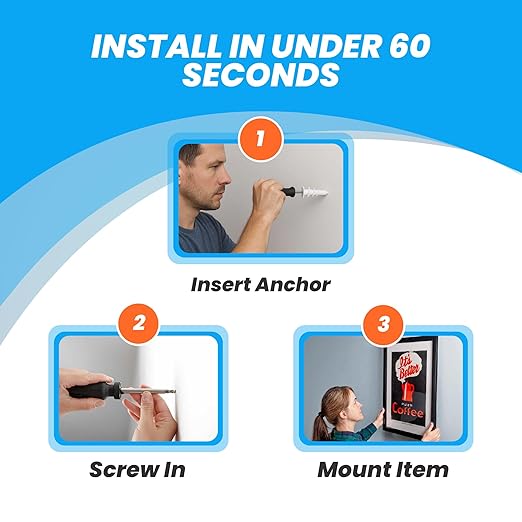 Drywall Anchors and Screws Kit – 200pcs- 3 Sizes Self Drilling Anchors – No Pre-Drill Required – Heavy Duty Wall Anchors for Drywall – Holds Up to 75lbs, 13x32mm,15x33mm,13x42mm