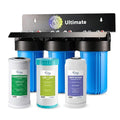 iSpring Ultimate Protection Whole House Water Filter System, Reduces Heavy Metals, Scale, Chlorine, Chloramine, Hydrogen Sulfide, 3-Stage Filtration, 1" Inlet/Outlet, Model: WGB31B-KDS
