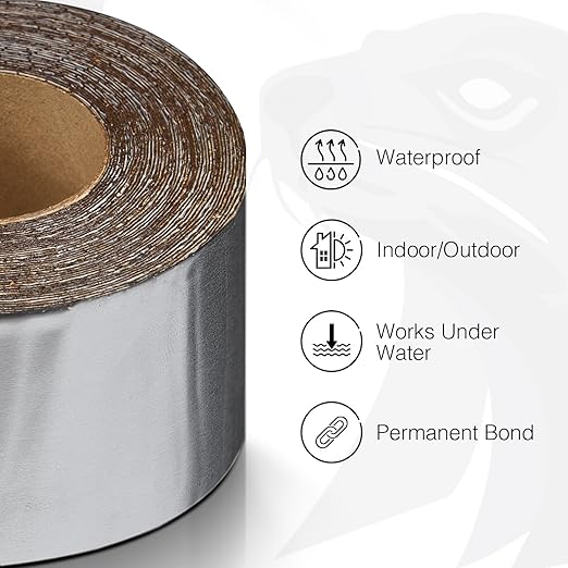 Silver RV Roof Sealant Tape, 6" x 25' Waterproof Repair Seal Tape – Extra Thick, UV-Resistant, Weatherproof Patch for Permanent Leak Sealing on RVs, Trailers, and Mobile Homes