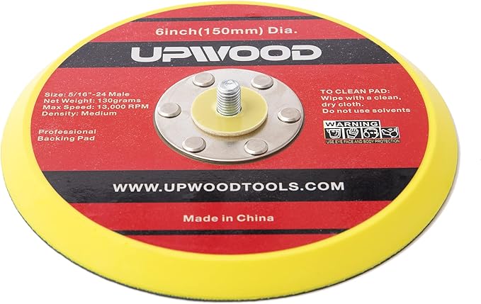 2 pcs 6" Vinyl Face PSA Backing Pad for Air Sander Polisher, 5/16" Arbor with 24 Thread 1,3000RPM DA Sanding Pad