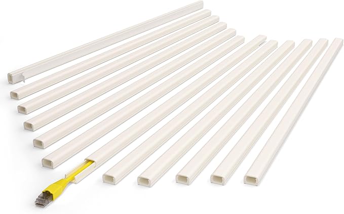 ZhiYo 204in Cord Covers for Wires on Wall, One Small Cord Hider Wall, Self-Adhesive TV Cable Hider, Paintable Wire Covers for Cords, Beige Cable Management Raceway Kit, 12x L17in W0.5in H0.3in