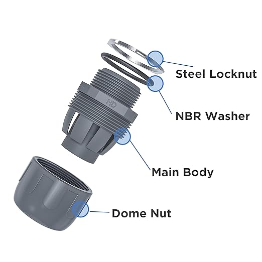 Conduit Connectors, 1/2 Inch Liquid Tight Connector NPT Non-Metallic for PVC Electrical Flexible Conduit Fittings, 180 Degree Straight, UL Listed for Home Outdoor Tubes Tools, Grey (60-Pack)