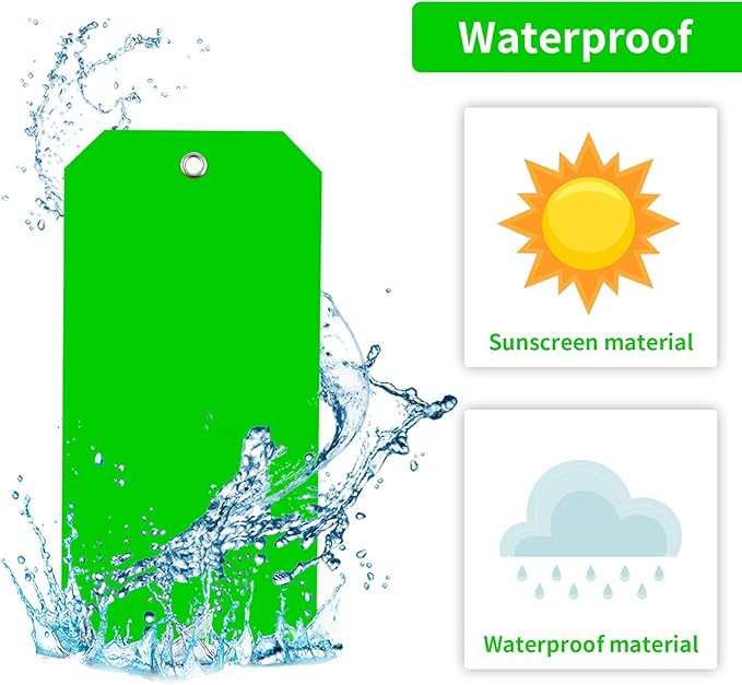 XUWAIDSGN 1000 Pieces 4 3/4" x 2 3/8" Green Plastic Shipping Tags, Waterproof, Writable, Reinforced Hole, Luggage Tags for Equipment, Car Parts