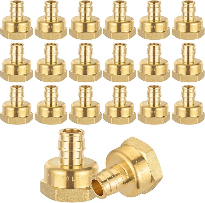 HeSun 20-Pack PEX-A FNPT Adapter Fitting, 3/4" NPT Female x 1/2" PEX-A Expansion Adapter, ASTM F1960